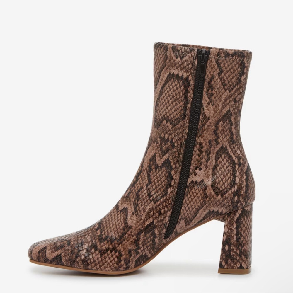 Steve Madden Brown Snake-Print Ankle Boots